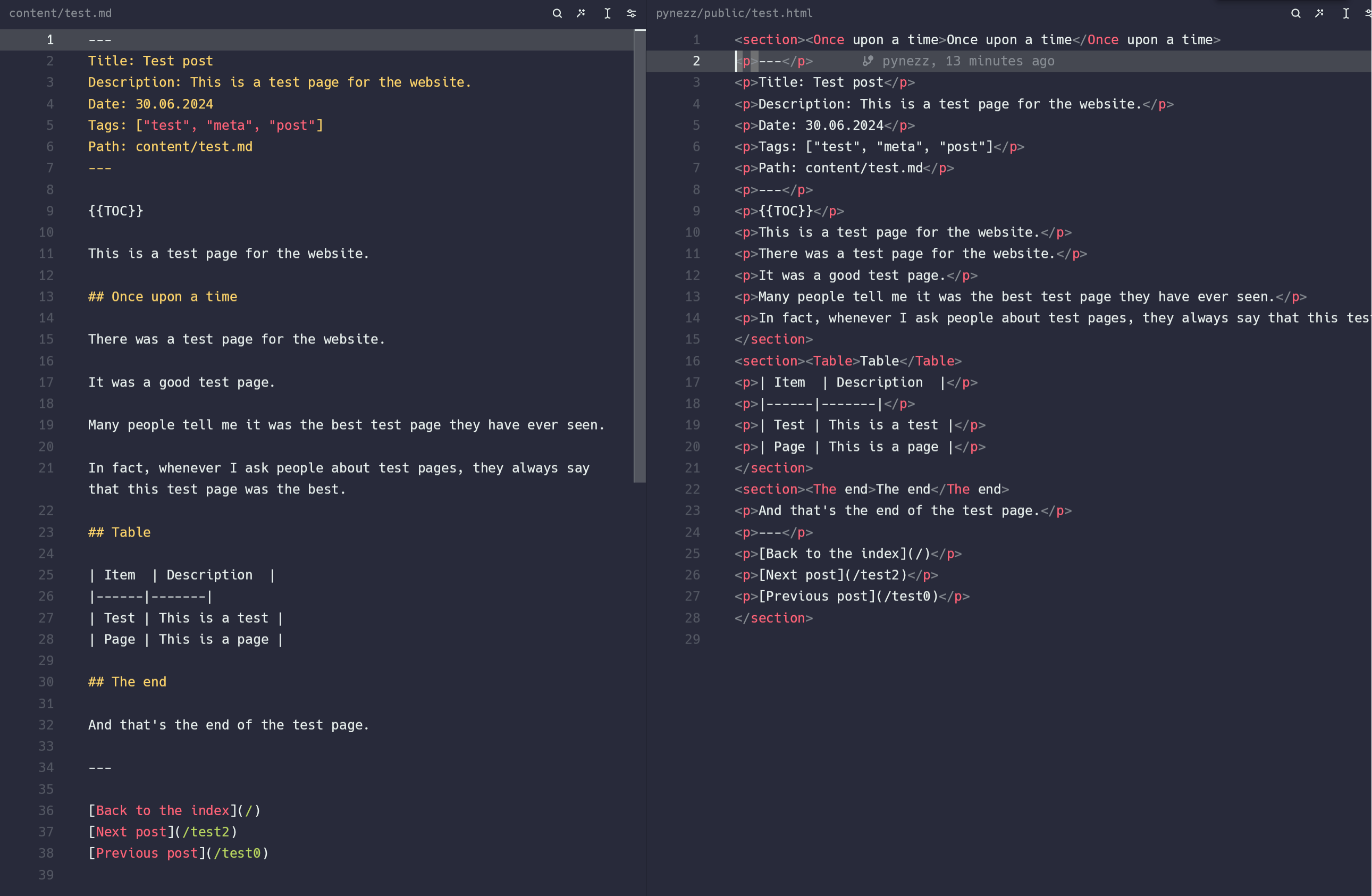 terminal output from an early parser run